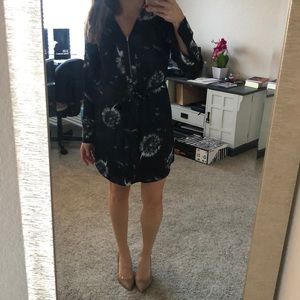 Express Black and White Dandelion Shift Dress